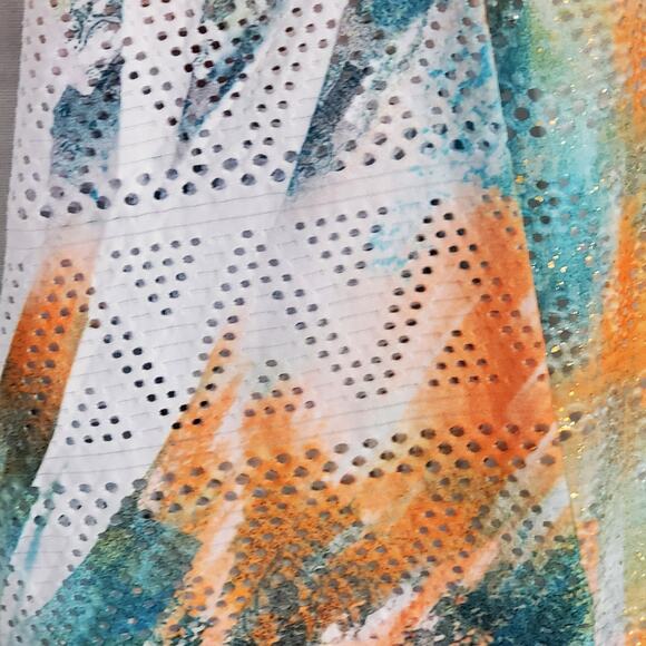 Reba Orange Blue Multicolor Layered Lined 3/4 Sleeve Tunic Large - Picture 3 of 9